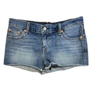 Levis 501 Womens Blue Denim Cut Off Jean Shorts Size 26 Medium Wash
